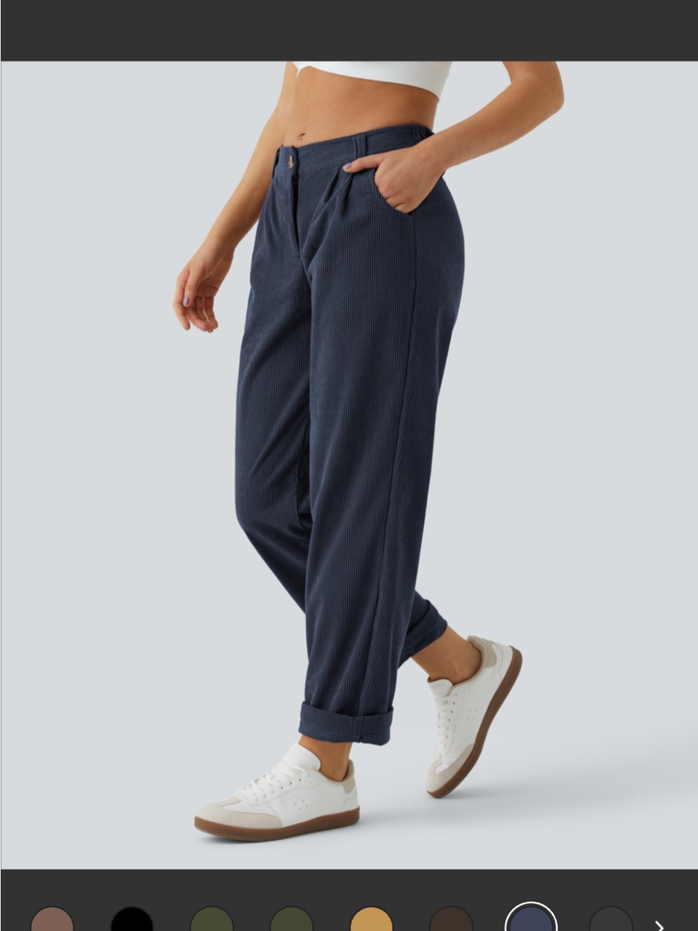Halara Mid Rise Zipper Pocket Corduroy
